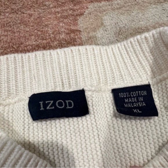 Men's Izod Cream Ribbed Knit Sweater - Picture 3 of 3